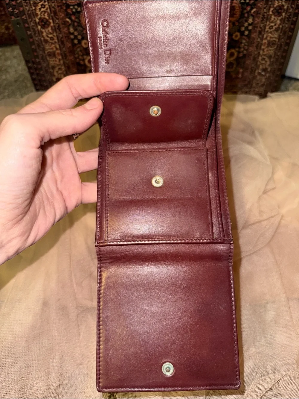 Vintage Christian Dior Burgundy Fold Wallet